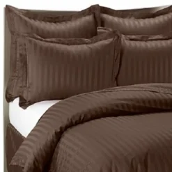 500 Thread Count 16'' ( 40cm ) Classic Stripe Fitted Sheets - Choice Of 7 Colours -bedding shop 1587