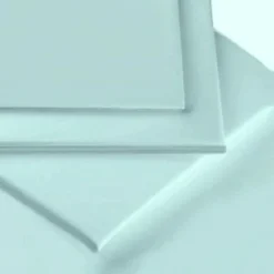 Percale 9" Deep Fitted Sheets In AQUA BLUE