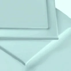 Percale Box Pleated Base Platform Valance Sheets In AQUA BLUE